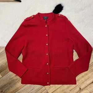 Talbots military-inspired sweater jacket 100% merino wool